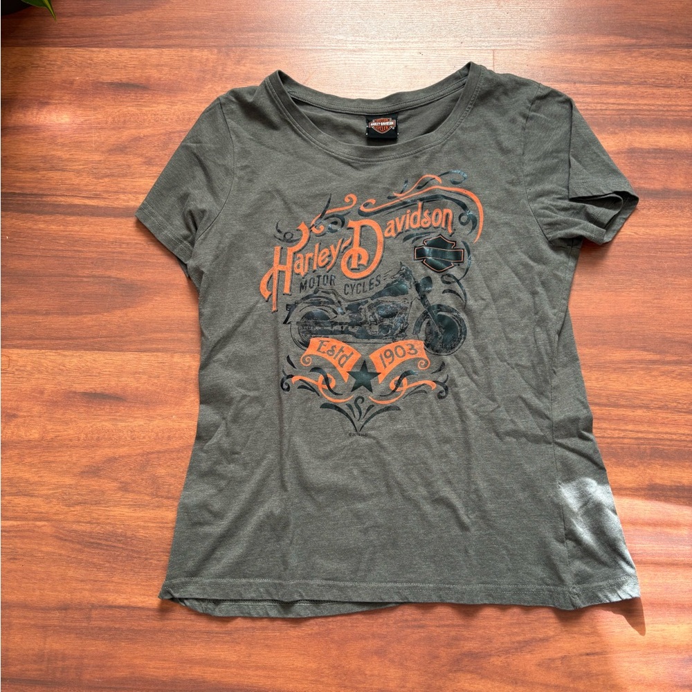 Harley-Davidson Gray T-Shirt with Orange Logo